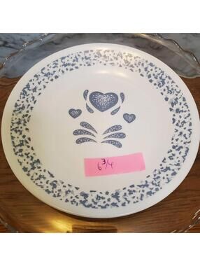 Blue hearts, Dessert plate, 6.75, Vintage Corelle dinnerware, corning